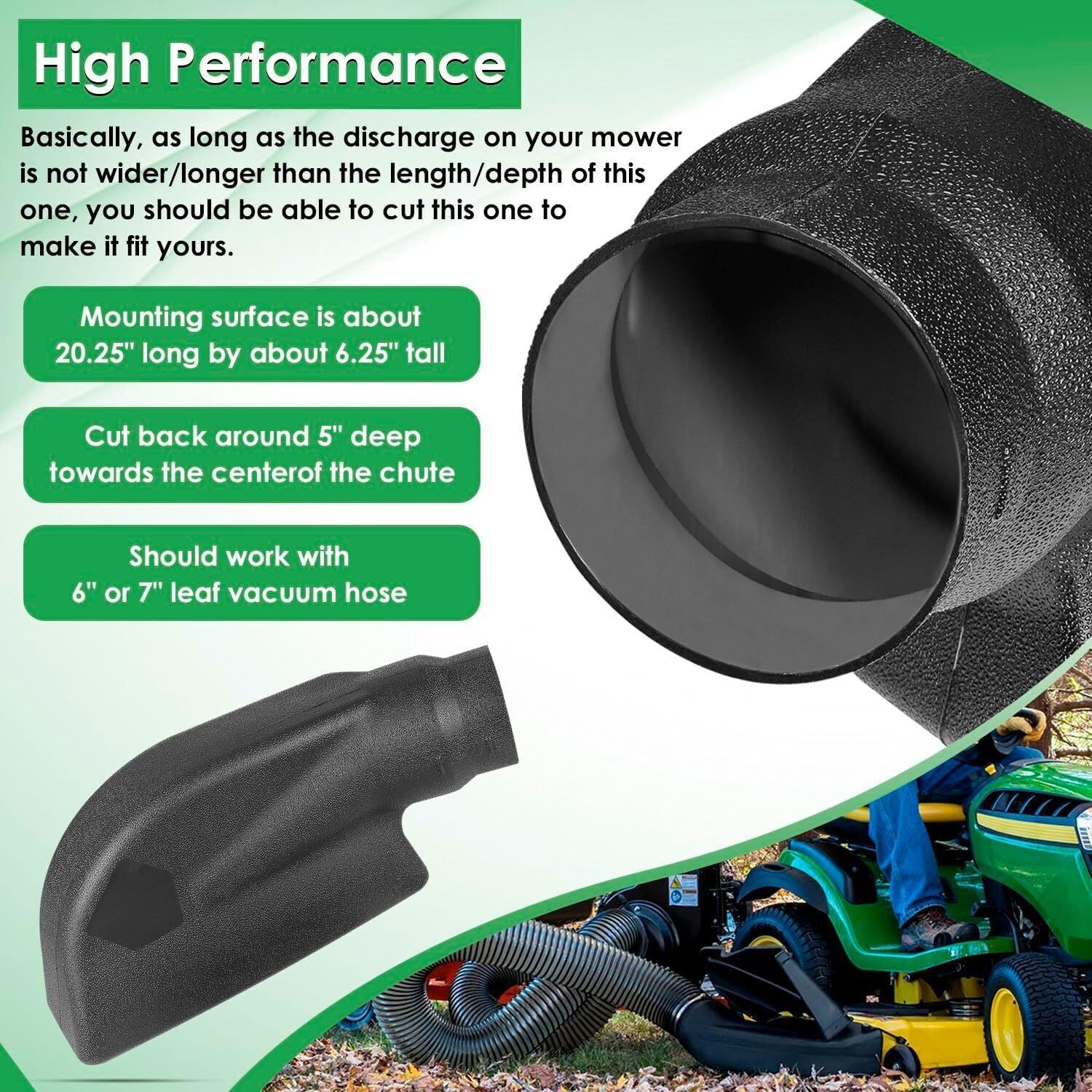 62468 Adapter Mow-N-Vac Kit Leaf Vacuum Bagger Universal Deck Boot Chute