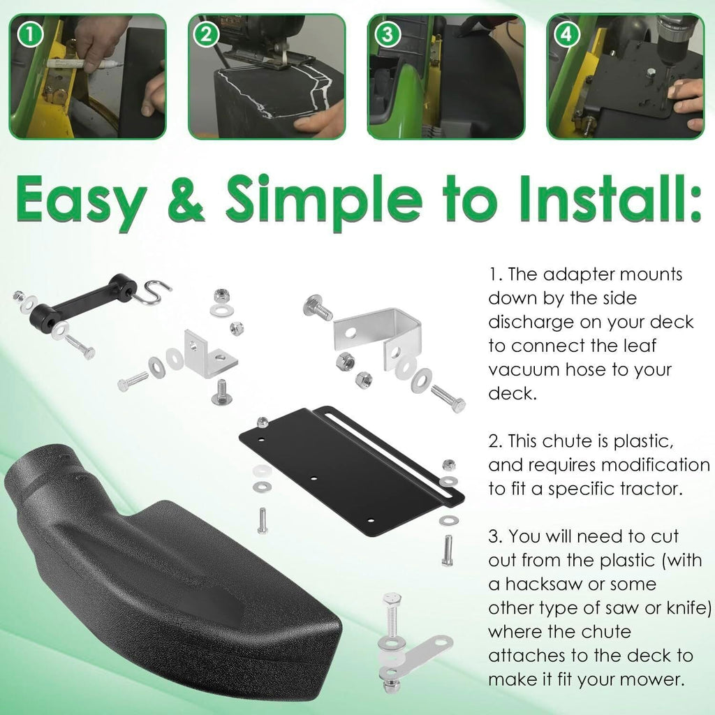 62468 Adapter Mow-N-Vac Kit Leaf Vacuum Bagger Universal Deck Boot Chute