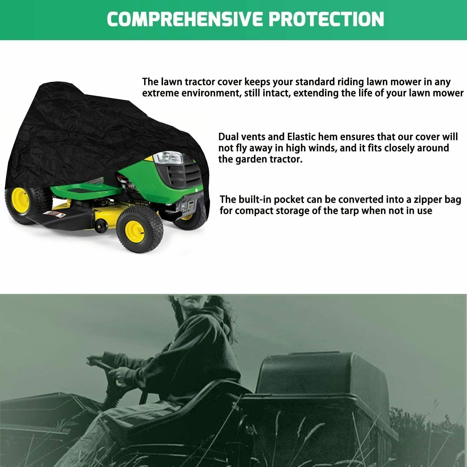 For John Deere LP93917 Riding Lawn Mower Cover Heavy Duty 100-X300Series Tractor