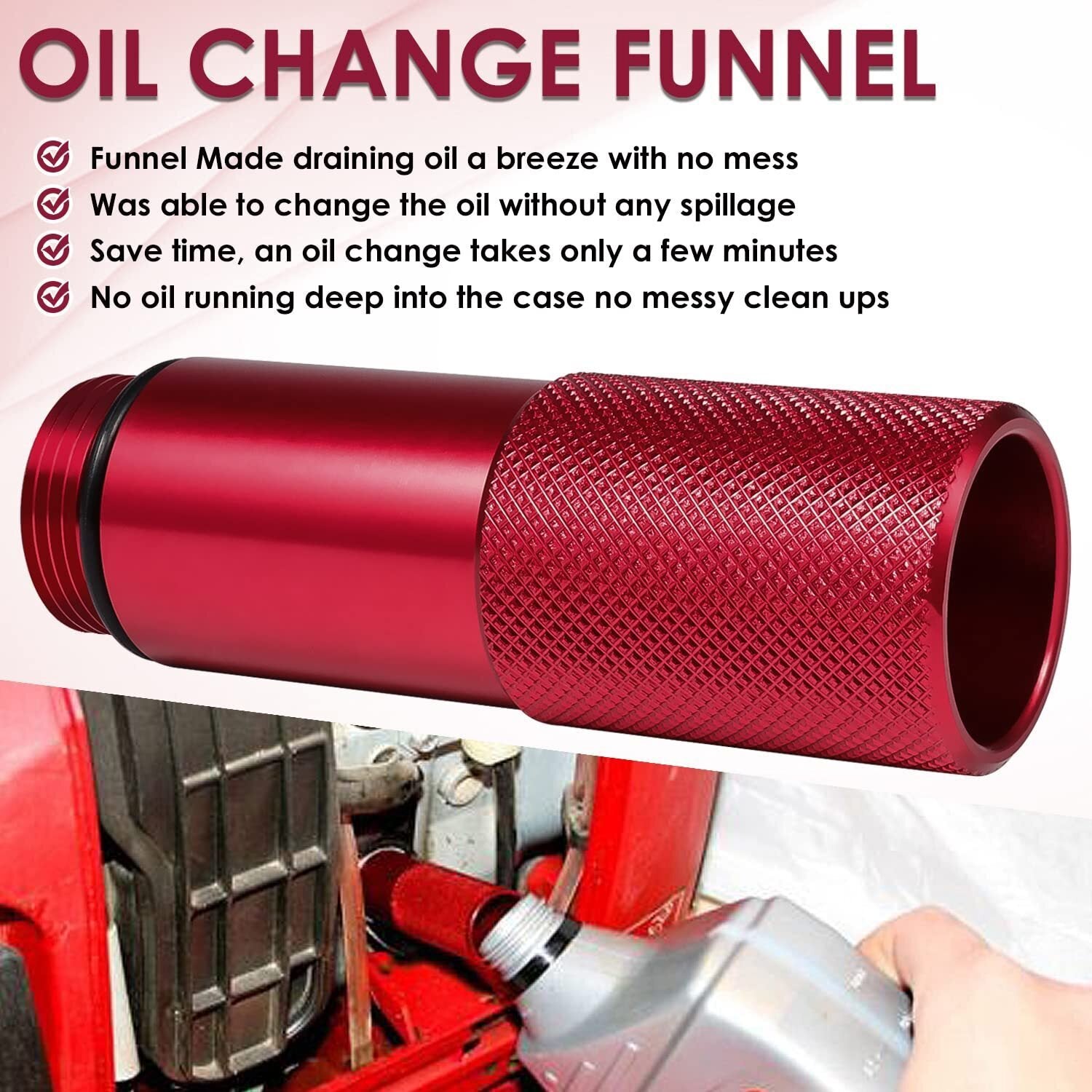 2Pcs Red Oil Change Funnel & Magnetic Oil Dipstick for Honda Generator EU2200i