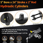 Hydraulic Cylinders Welded Double Acting 5" Bore 24"Stroke For Log Splitter 5x24