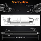 Hydraulic Cylinders Welded Double Acting 5" Bore 24"Stroke For Log Splitter 5x24