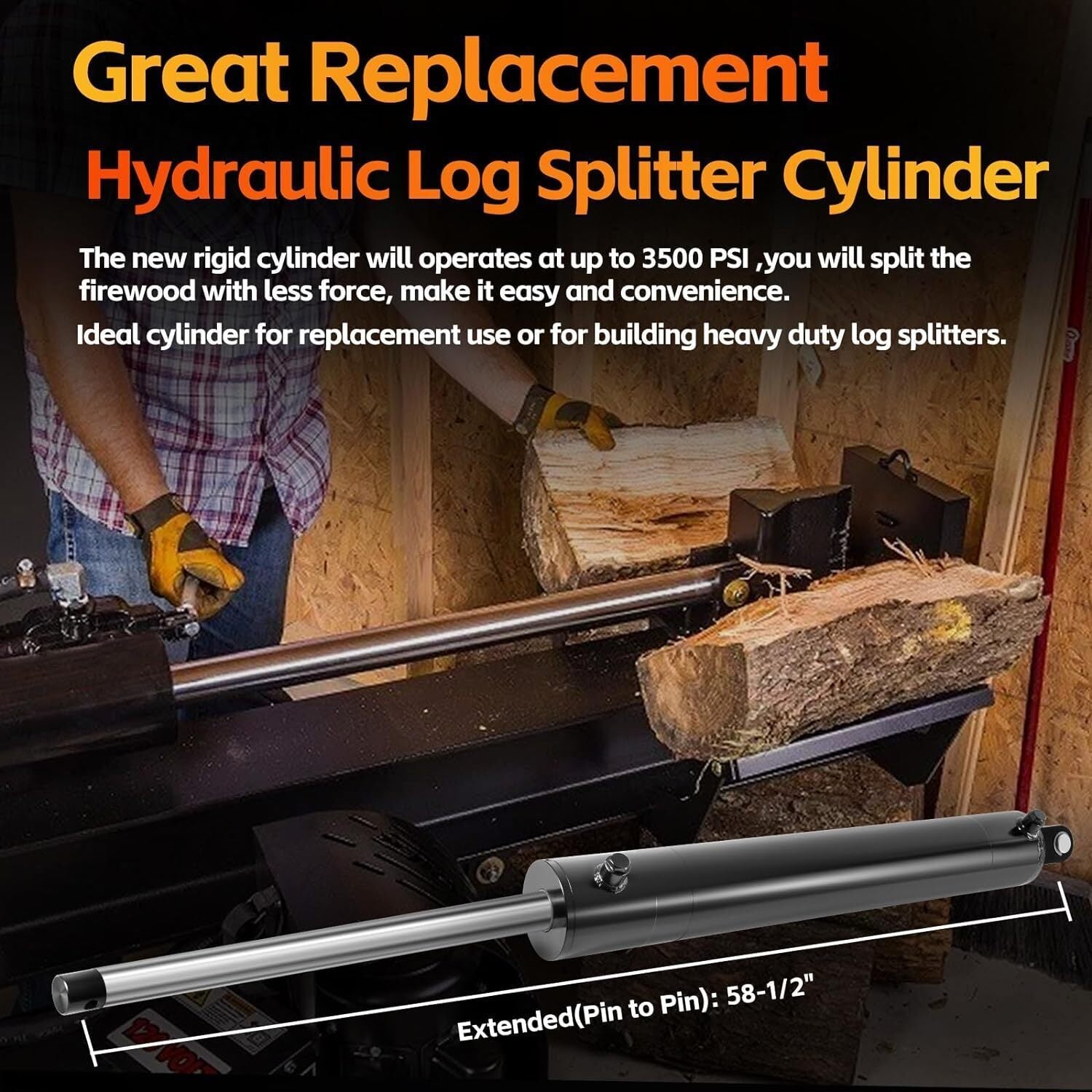 Hydraulic Cylinders Welded Double Acting 5" Bore 24"Stroke For Log Splitter 5x24