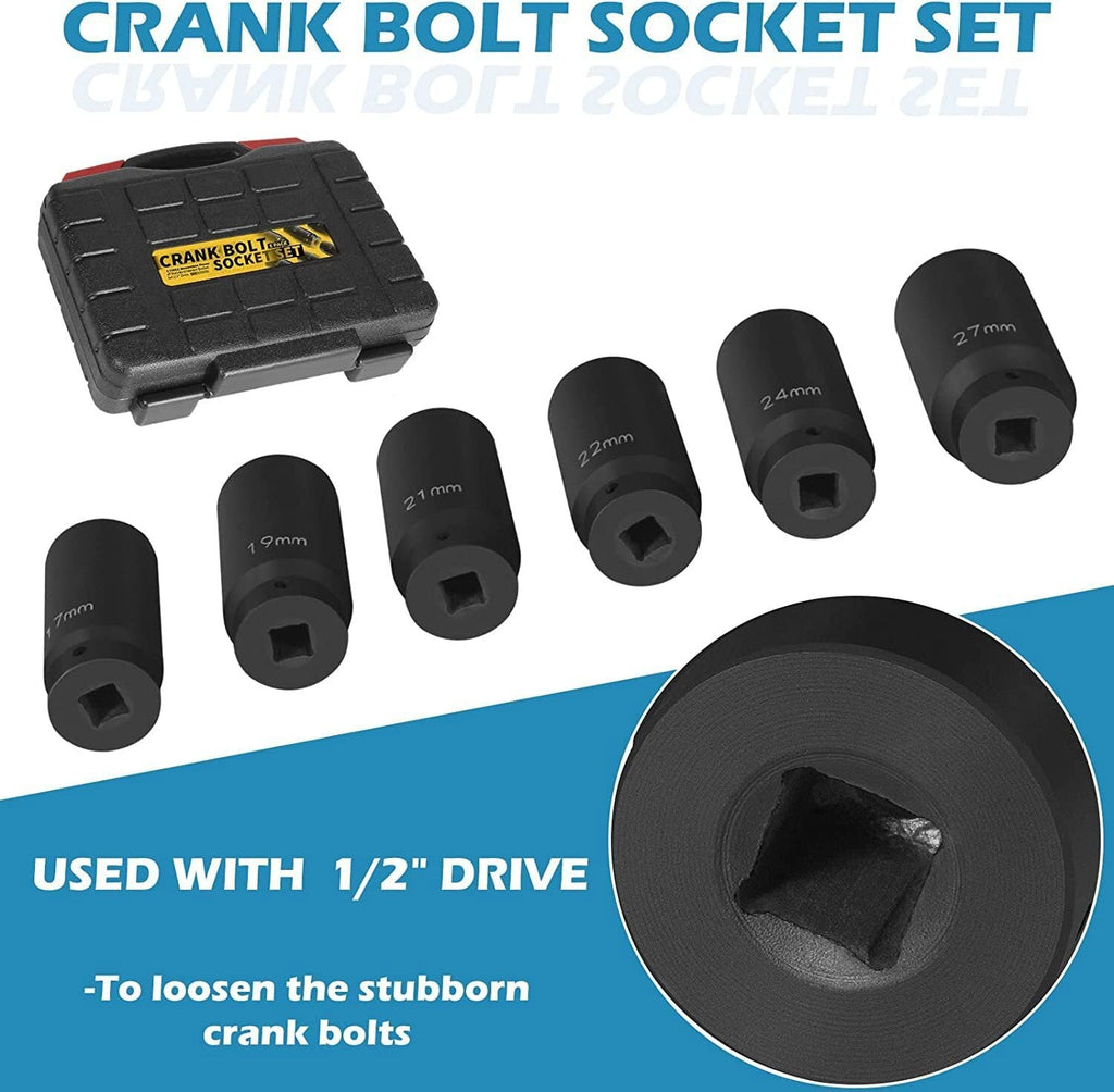 6 Pack Crank Bolt Socket Set 17/19/21/22/24/27mm Harmonic Balancer Impact Socket