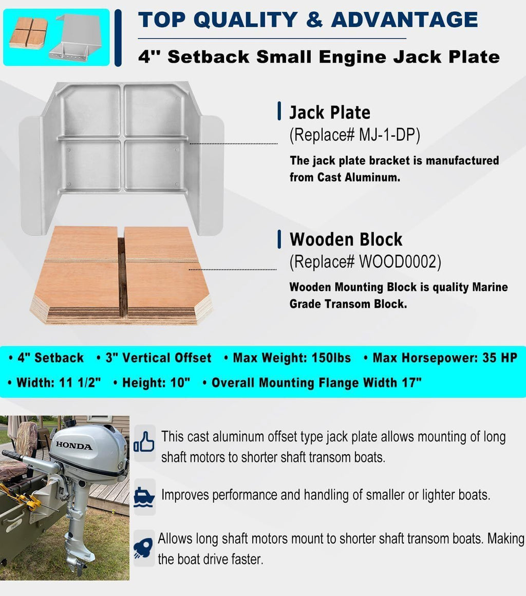 TH Marine MJ-1-DP Mini Jacker Outboard Jack Plate for Boat Motor Outboard Motor