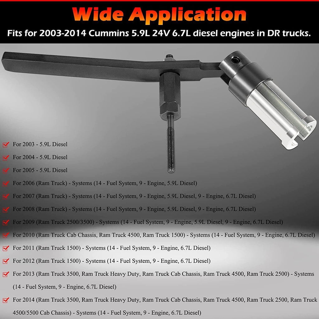 9010 Fuel Injector Remover Puller Install Tool for 6.7L 5.9L Cummins Dodge Ram
