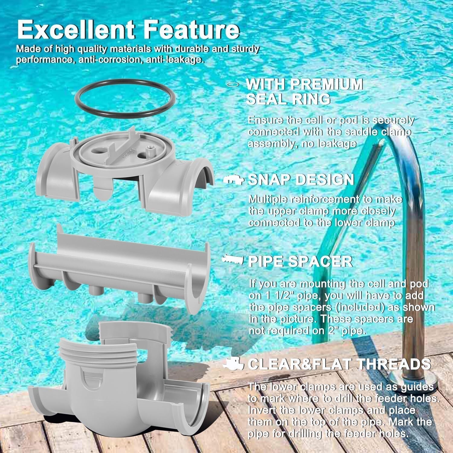 for Zodiac AquaPure Ei Series, APURE35 R0511700 Saddle Clamp Assy With O-Ring