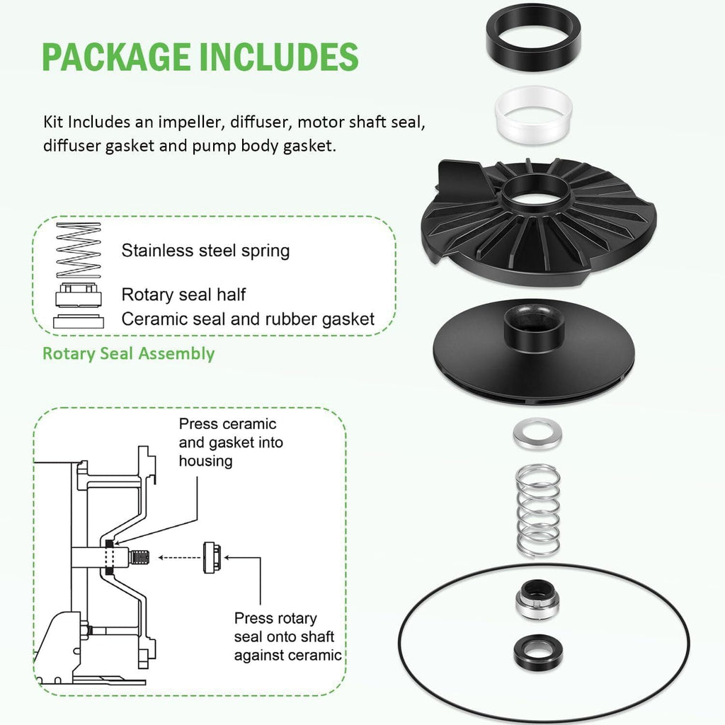 023705 Lawn Sprinkler Irrigation Pump Repair Kit 2 HP for Zoeller 1333-006