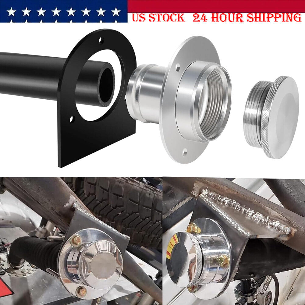 2" Fuel Filler Neck With Gas Cap Billet Aluminum & Weld-On Steel Mount Bracket