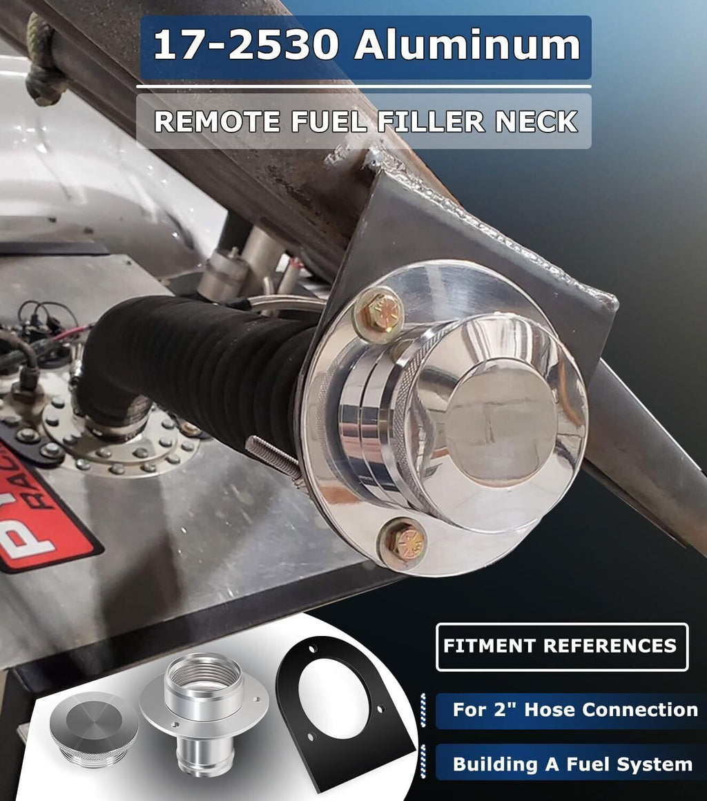 2" Fuel Filler Neck With Gas Cap Billet Aluminum & Weld-On Steel Mount Bracket