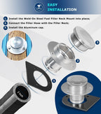 2" Fuel Filler Neck With Gas Cap Billet Aluminum & Weld-On Steel Mount Bracket