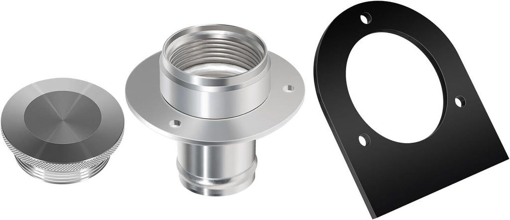 2" Fuel Filler Neck With Gas Cap Billet Aluminum & Weld-On Steel Mount Bracket