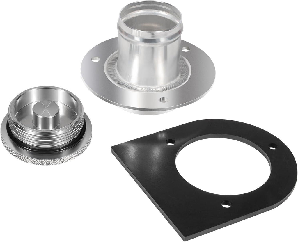 2" Fuel Filler Neck With Gas Cap Billet Aluminum & Weld-On Steel Mount Bracket