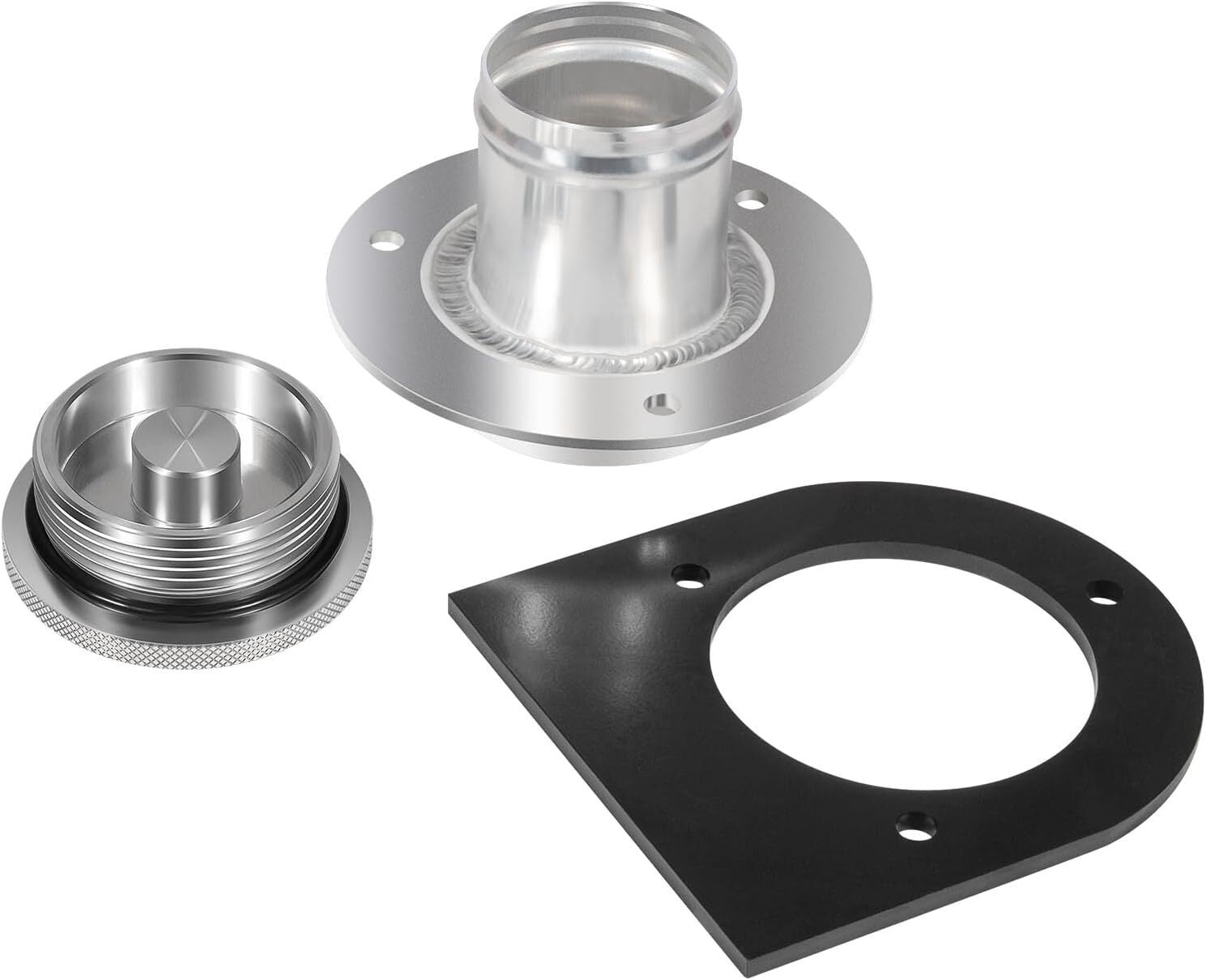 2" Fuel Filler Neck With Gas Cap Billet Aluminum & Weld-On Steel Mount Bracket