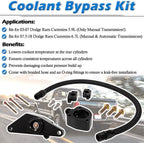 Freeze Coolant Bypass Kit For 2003-2007 Dodge Ram 5.9L &2007.5-2018 Cummins 6.7L