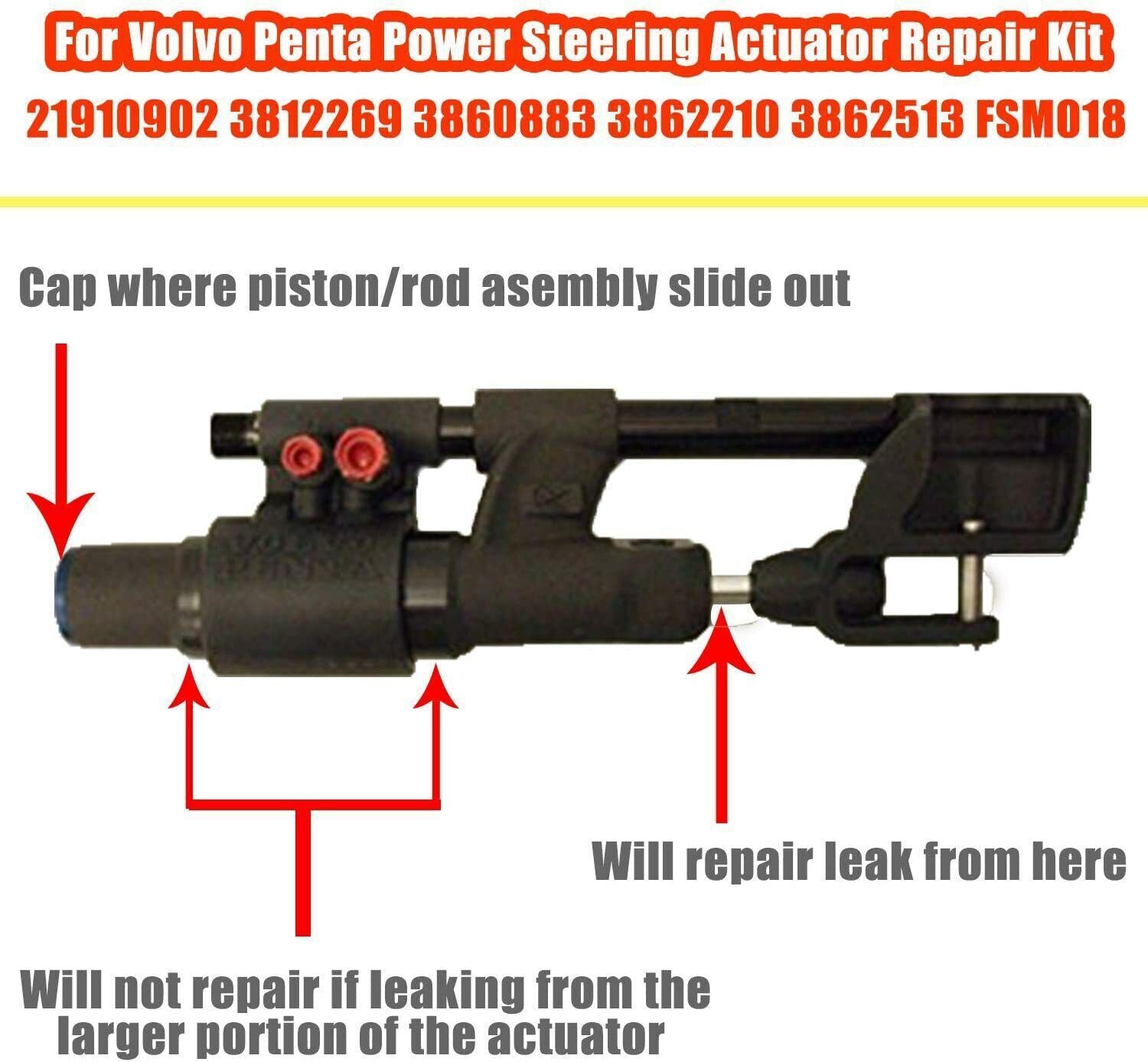 For Volvo Penta Power Steering Actuator Repair Seal Kit 3860883 3812269 21910902