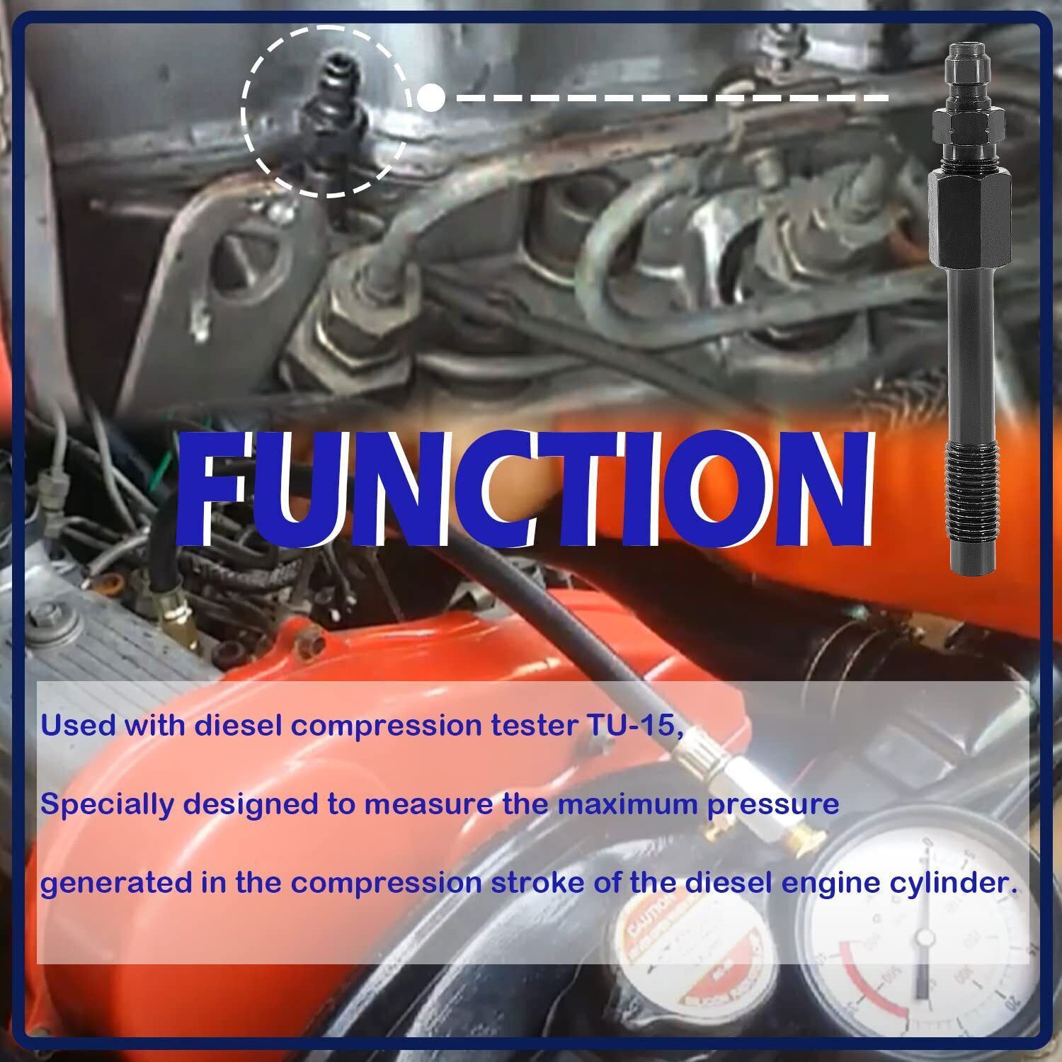Diesel Compression Test Adapter for 6.6L Duramax LNG-TU-15-38