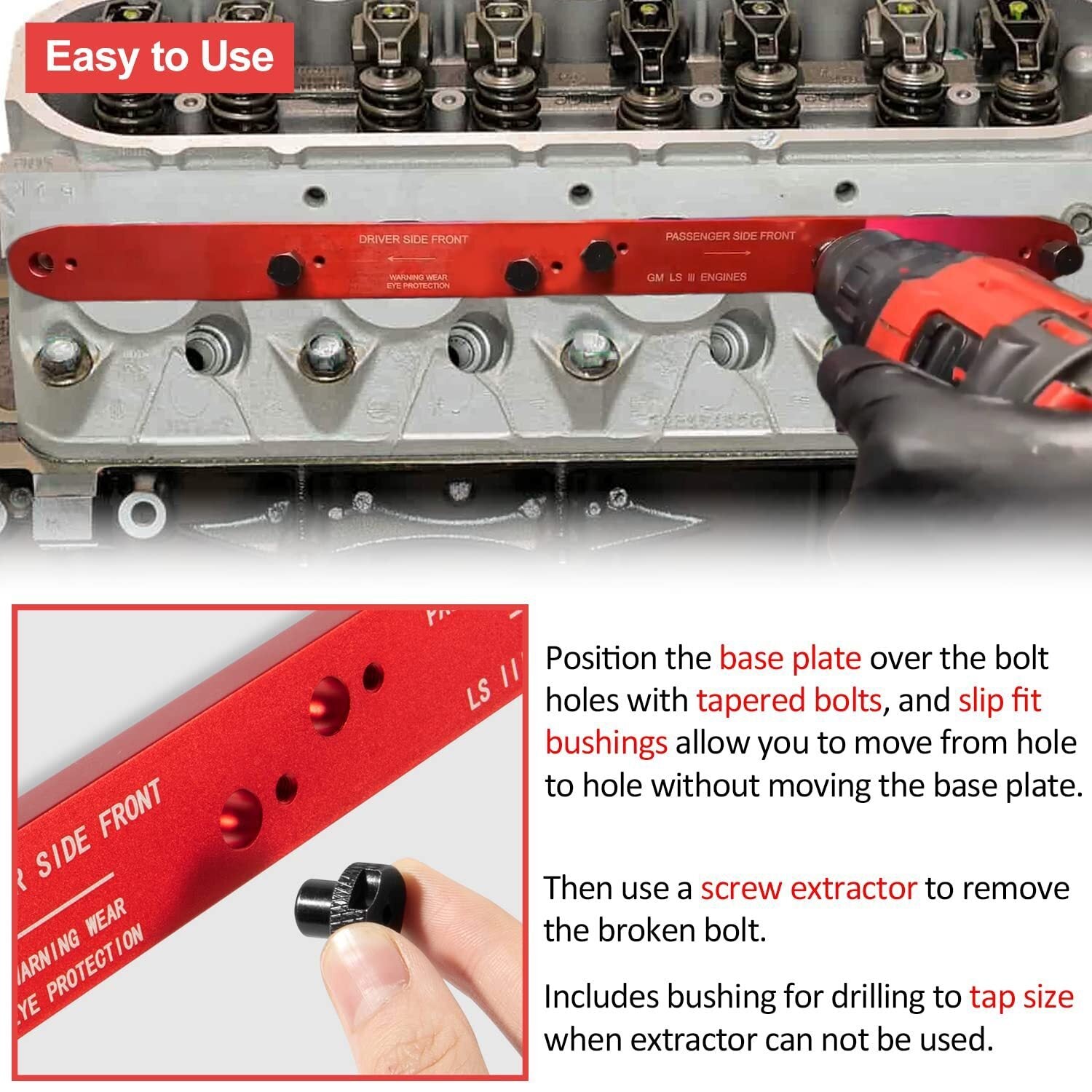 71400 Broken Exhaust Manifold Bolt Stud Drill Template for GM LSIII 4.8 5.3 6.0L