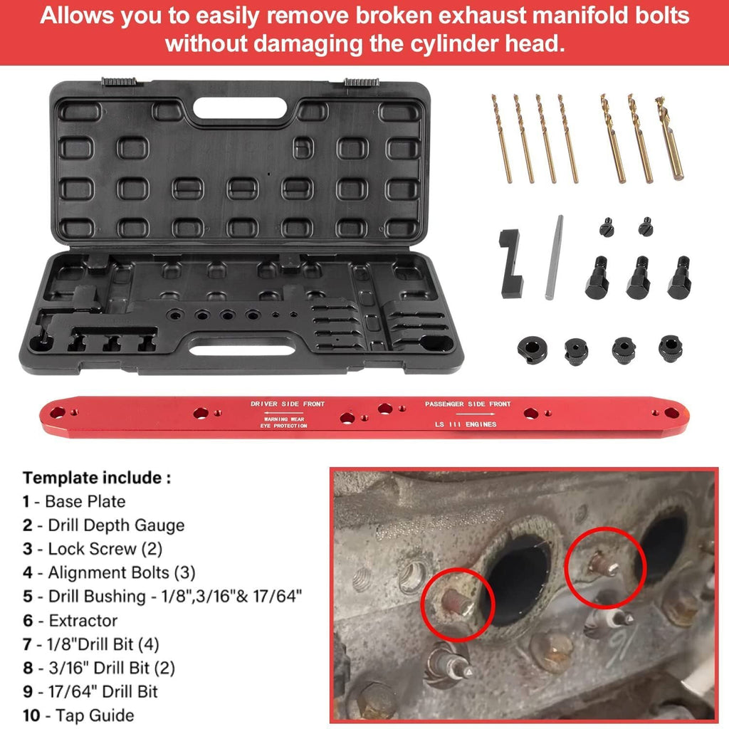 71400 Broken Exhaust Manifold Bolt Stud Drill Template for GM LSIII 4.8 5.3 6.0L