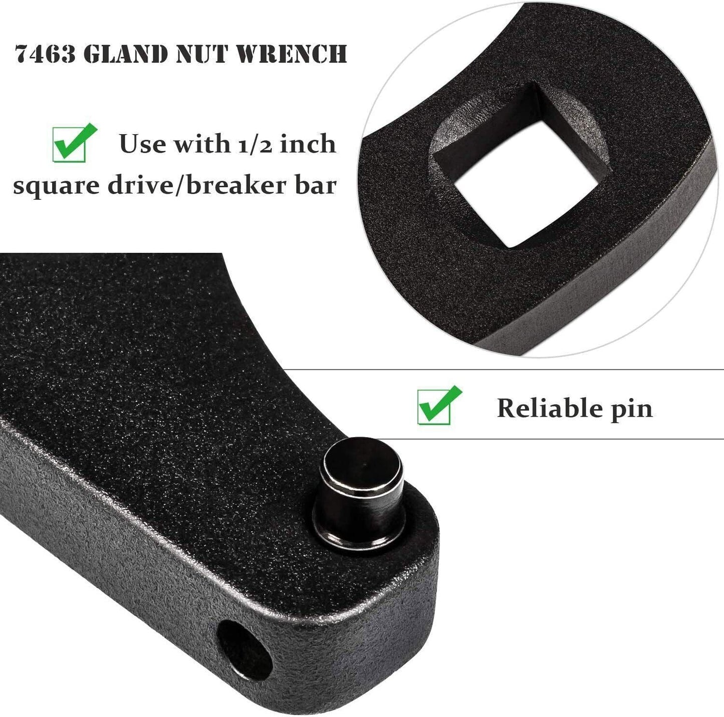 Adjustable Gland Nut Wrench Spanner Tool 7463 For Hydraulic Cylinders 1/2" Drive
