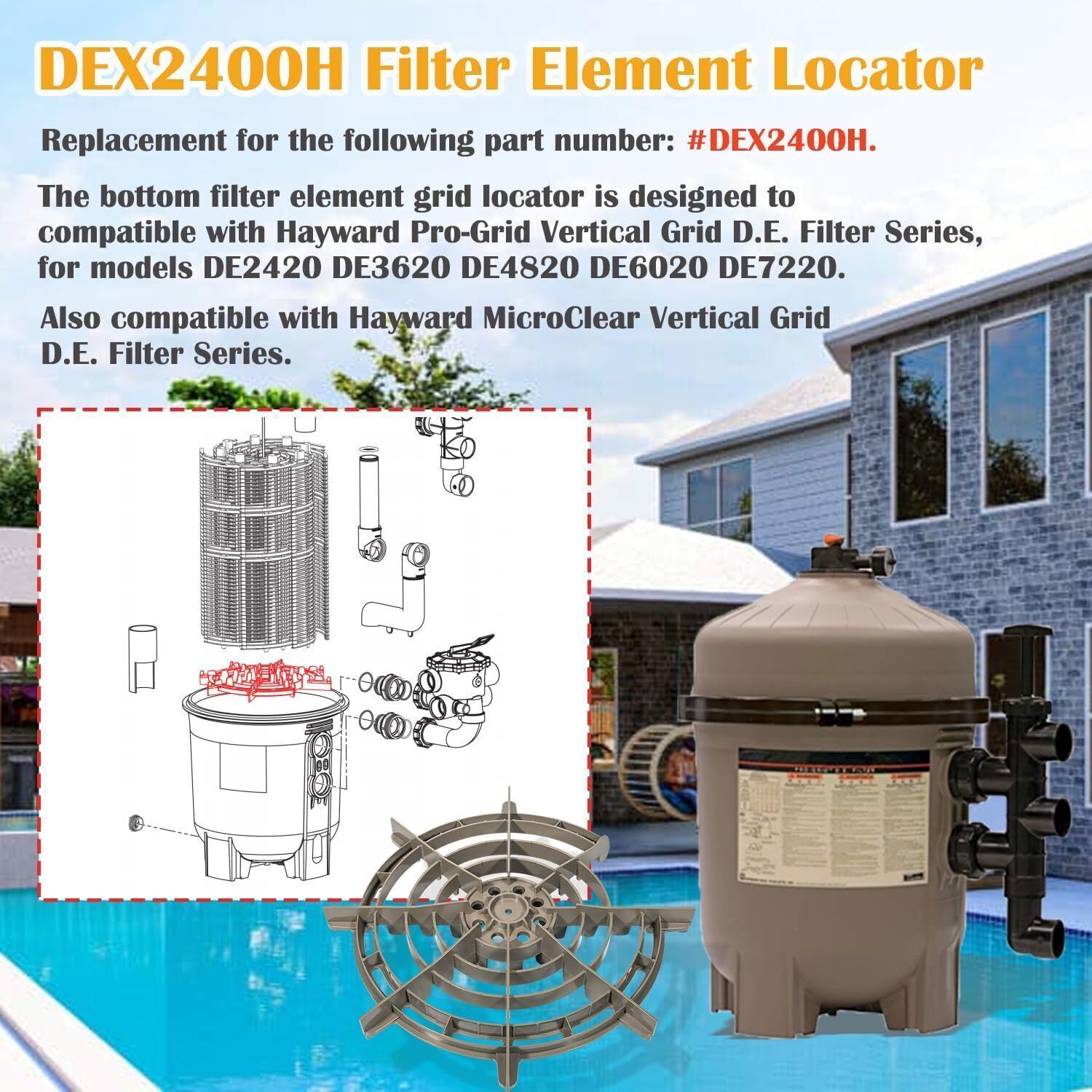 for Hayward DEX2400H Filter Element Locator ProGrid DE Filter MicroClear SS DE