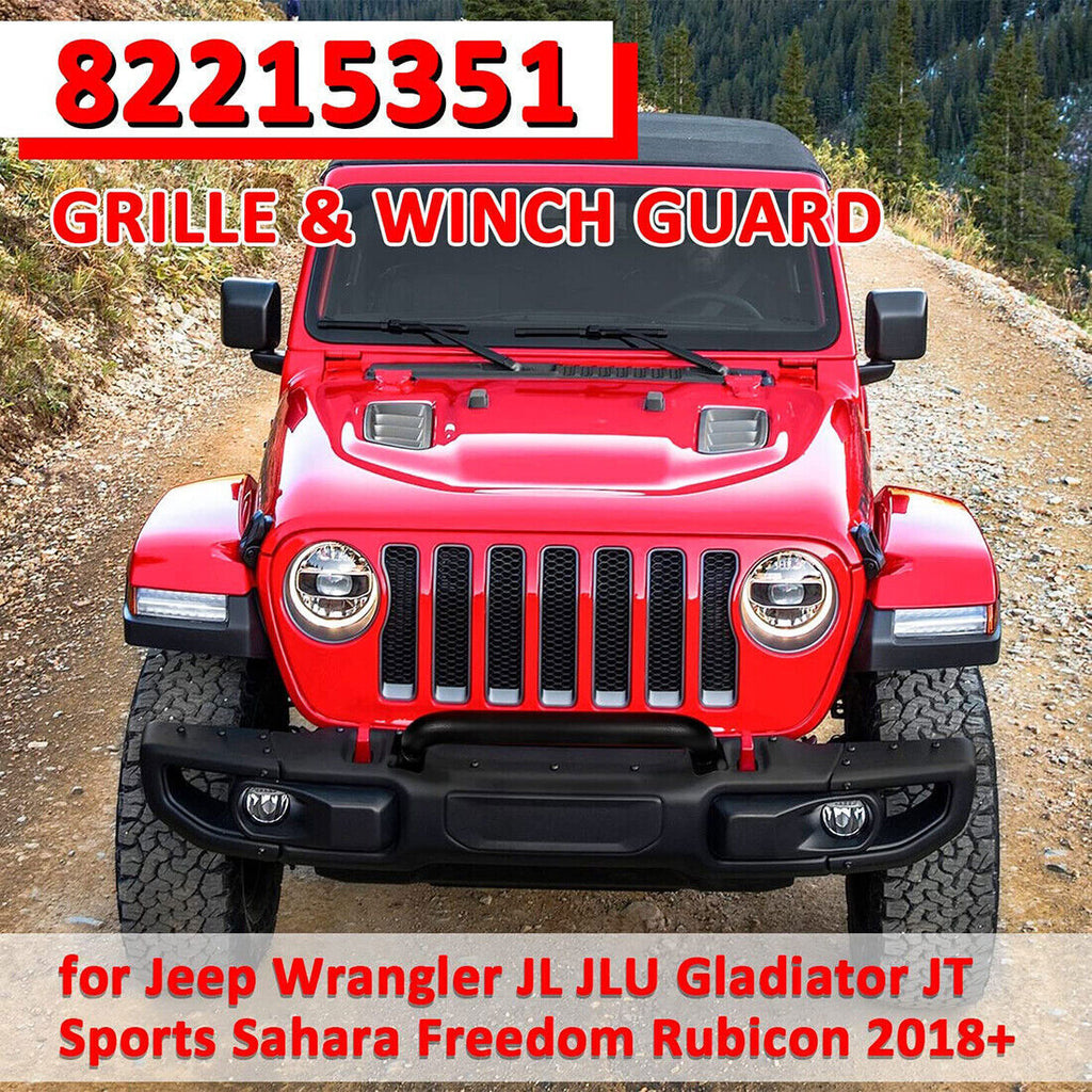 Front Grille Winch Brush Guard 82215351 For Jeep Wrangler Gladiator JL JT 18-23