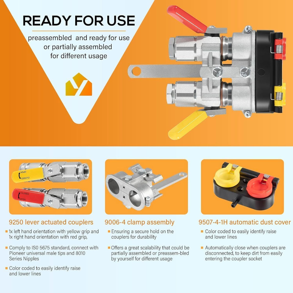 9500-4 Agricultural Tractor Clamp Kit For Pioneer Hydraulic Break-Away Coupler