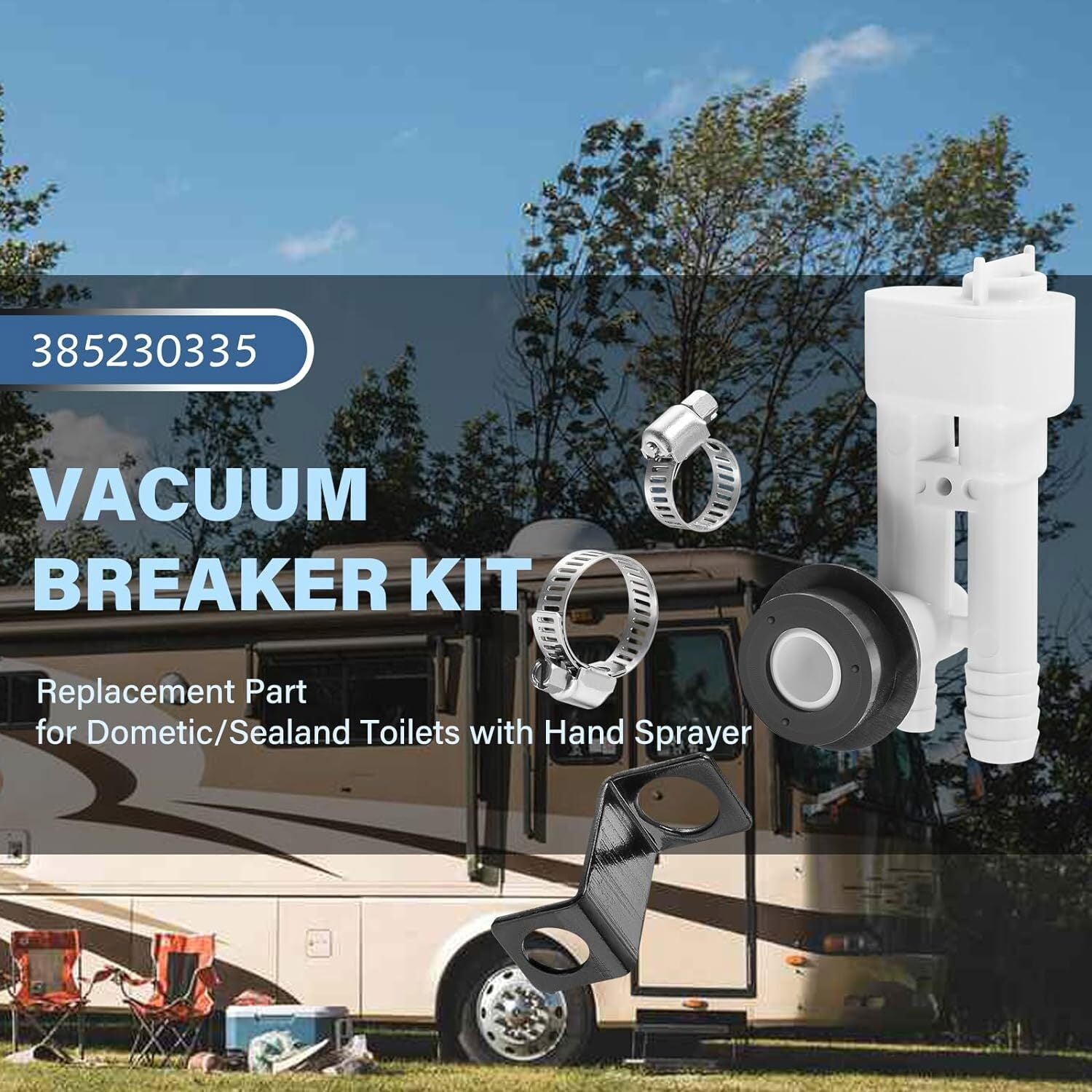 Replace for Dometic 385230335 Toilet Vacuum Breaker Kit With Diverter Valve