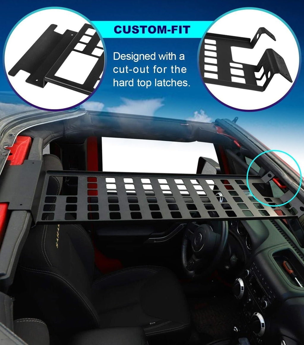 Top Roof Rack Cargo Hard Top Molle Panel for Jeep Wrangler JK 2007-2018(4-Door)