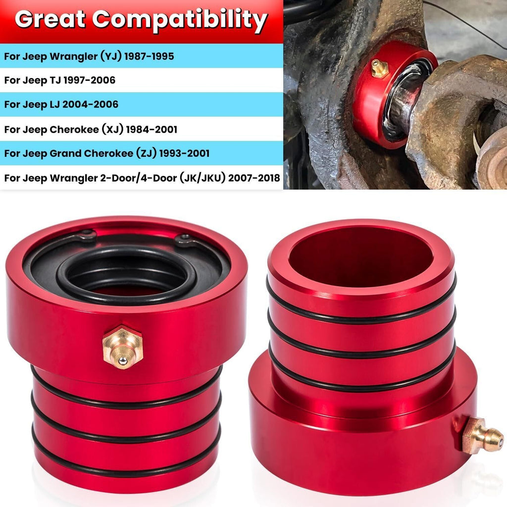 2Pcs Red Front Axle Tube Seal Kit MG21103 for Jeep Wrangler YJ JK TJ XJ ZJ MJ