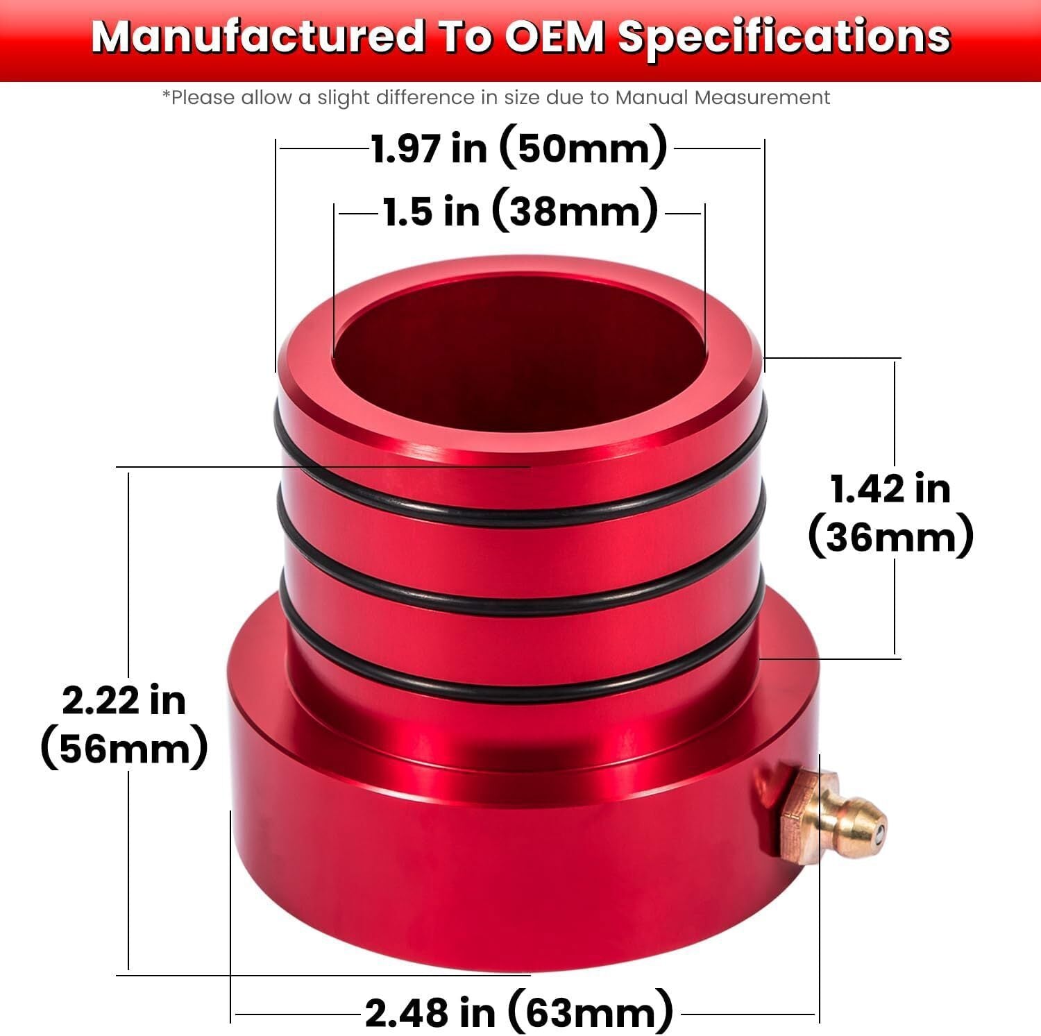 2Pcs Red Front Axle Tube Seal Kit MG21103 for Jeep Wrangler YJ JK TJ XJ ZJ MJ