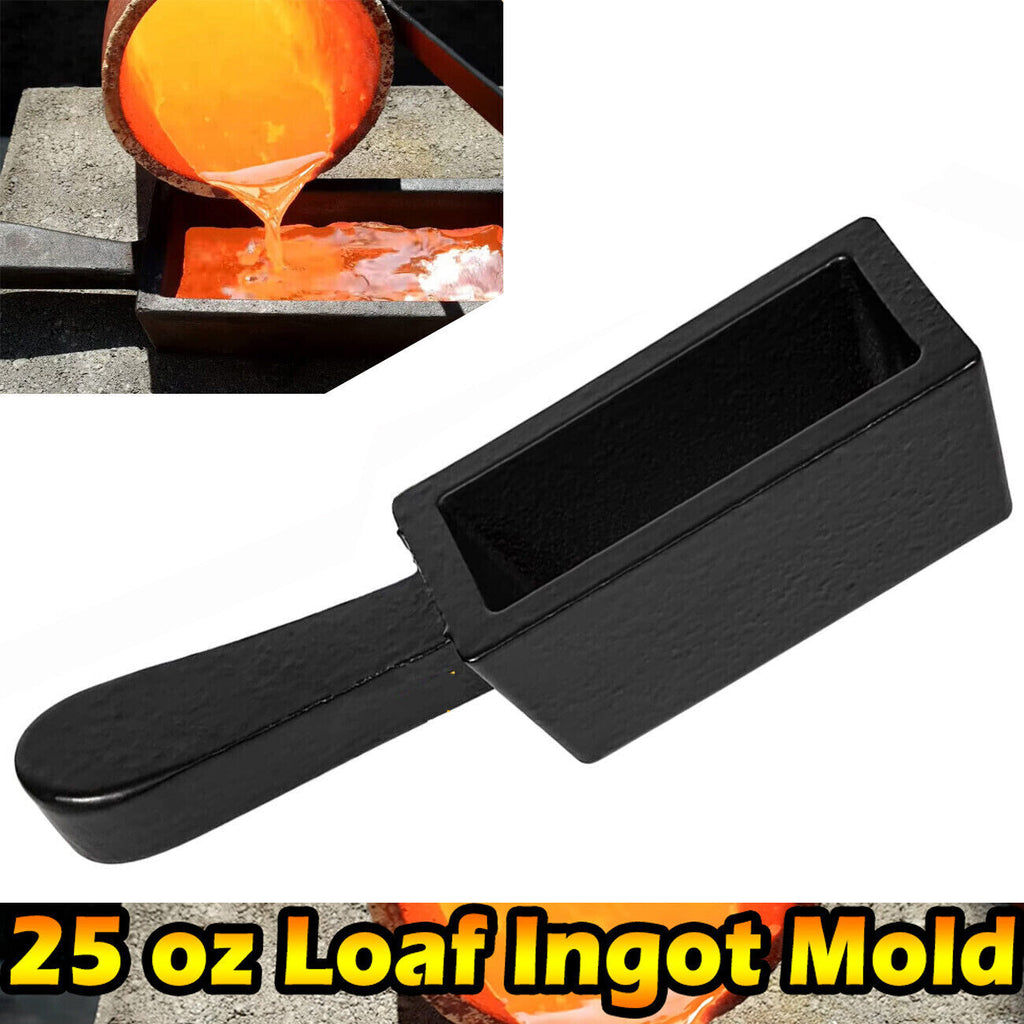 25 oz Loaf Cast Iron Ingot Mold for Melting Casting Gold Silver Copper Metals