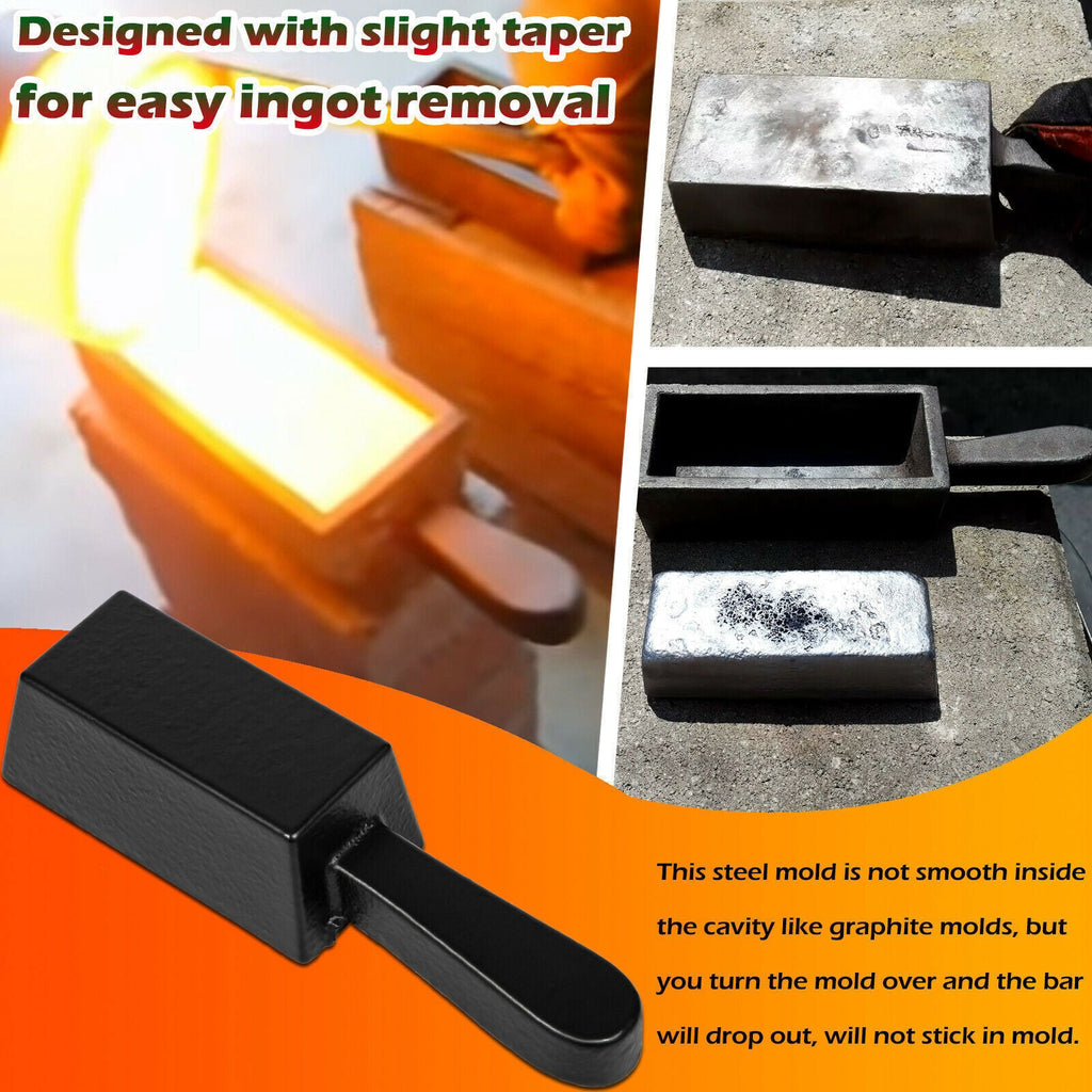 25 oz Loaf Cast Iron Ingot Mold for Melting Casting Gold Silver Copper Metals