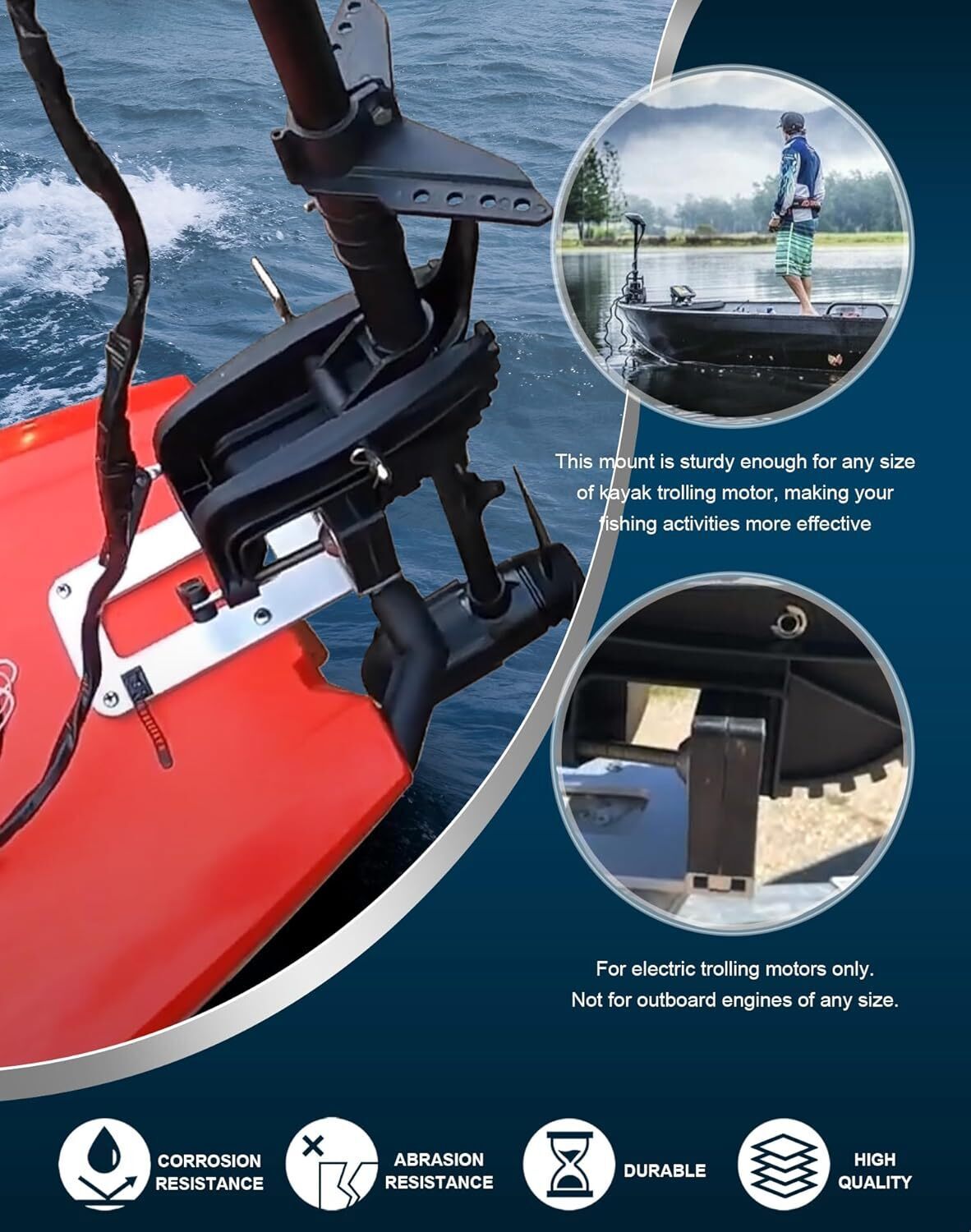 Universal Transom Trolling Motor Mount for Kayaks / Kayak Motor Mount Bracket