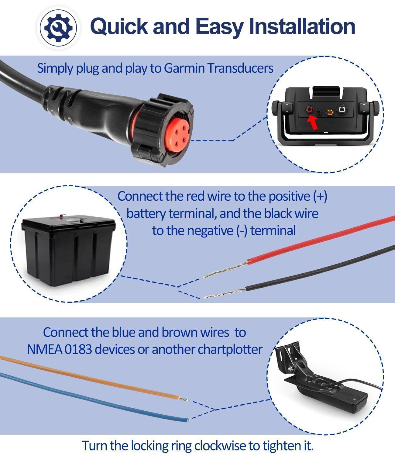 010-12445-00 Power Data Cable for Garmin echoMAP Chirp/Plus/UHD GPSMAP Panoptix