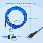 99958907-DIY 18M/60FT Blue 2-Wire Cable with Swivel for Dolphin Active 20, S200