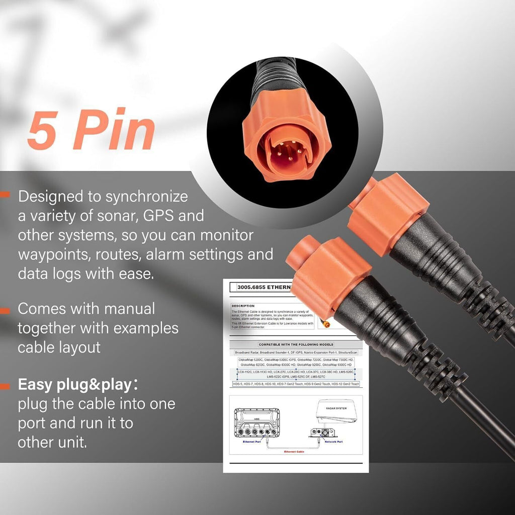 3005.6855 Replacement for Lowrance 6Ft/1.82M Ethernet Crossover Cable