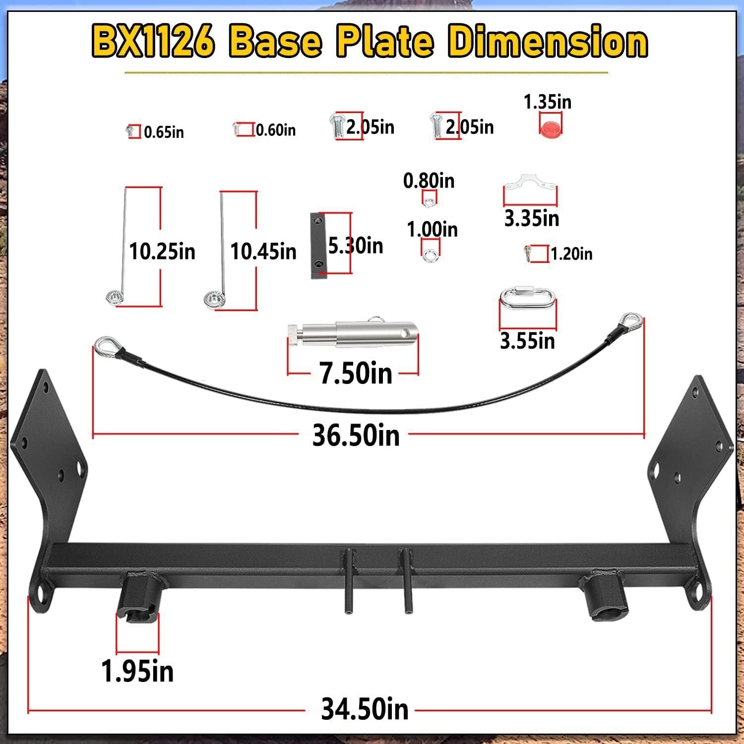 For Blue OX BX1126 Tow Bar Base Plate Bumper for 2007-2018 Jeep Wrangler JK JKU