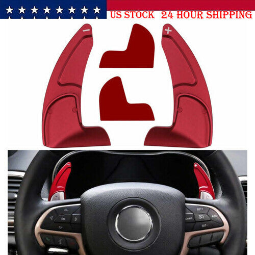 Red Steering Wheel Shifter Paddle Trim Cover for 15-20 Dodge Challenger Charger
