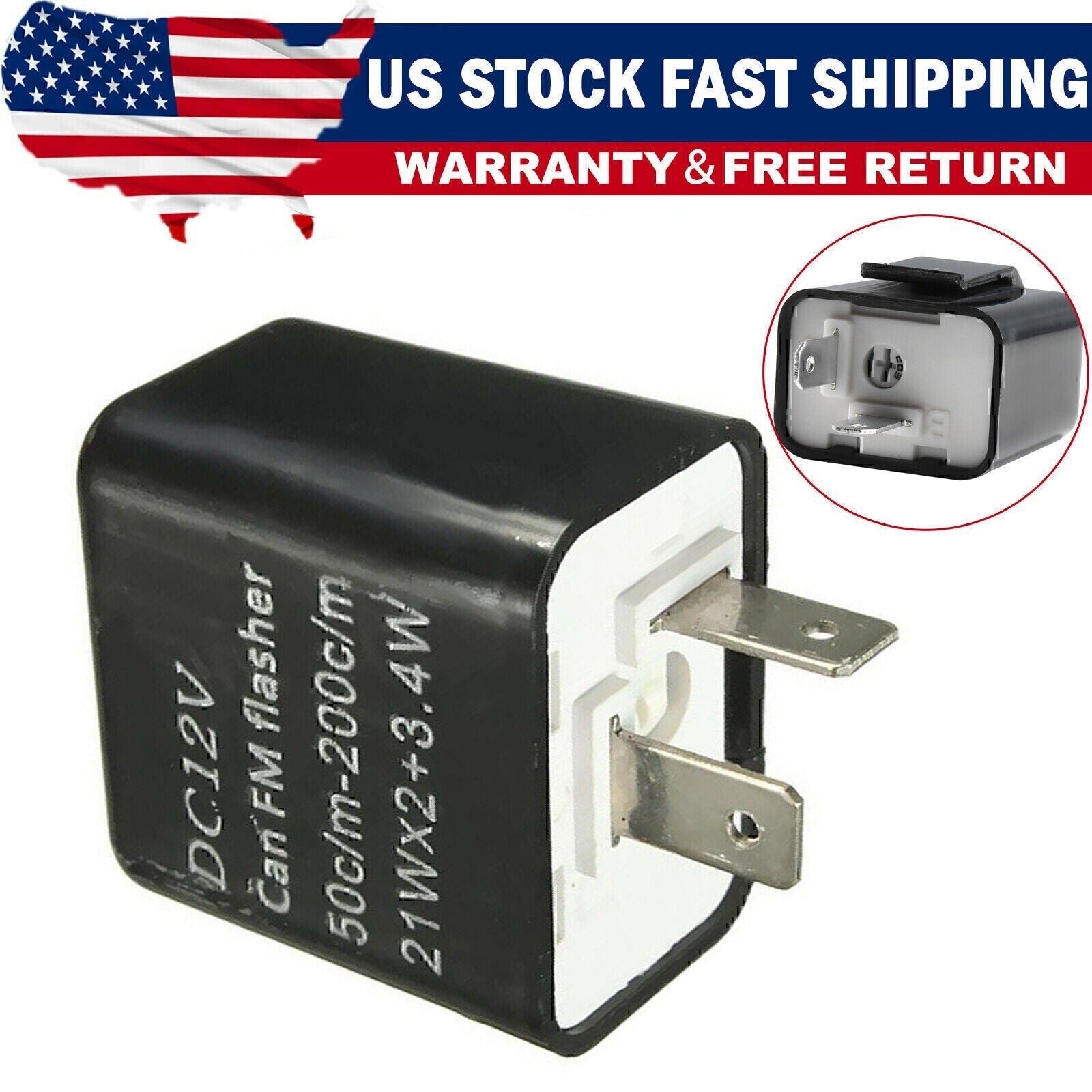 2-Pin LED Flasher Relay Adjustable For Motorcycle Turn Signal Fix Blinker Lights