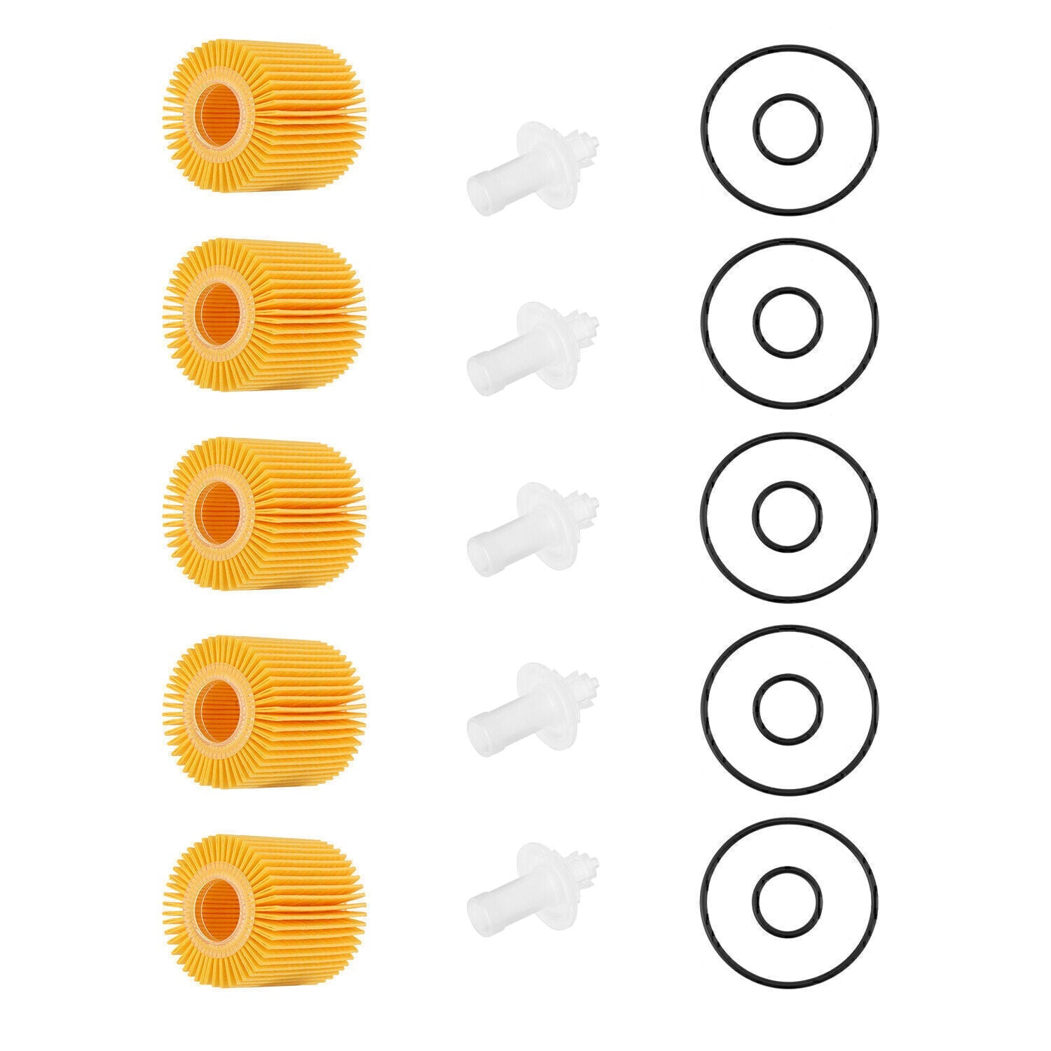 5PCS Oil Filter Kit 04152-YZZA1 ,04152-31090 Fit for Toyota Scion Lexus w/O-RING