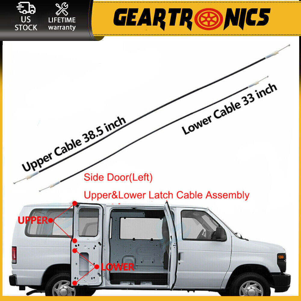 Side Cargo Door Left Upper &Lower Door Latch Release Cable for Ford E150 250 350