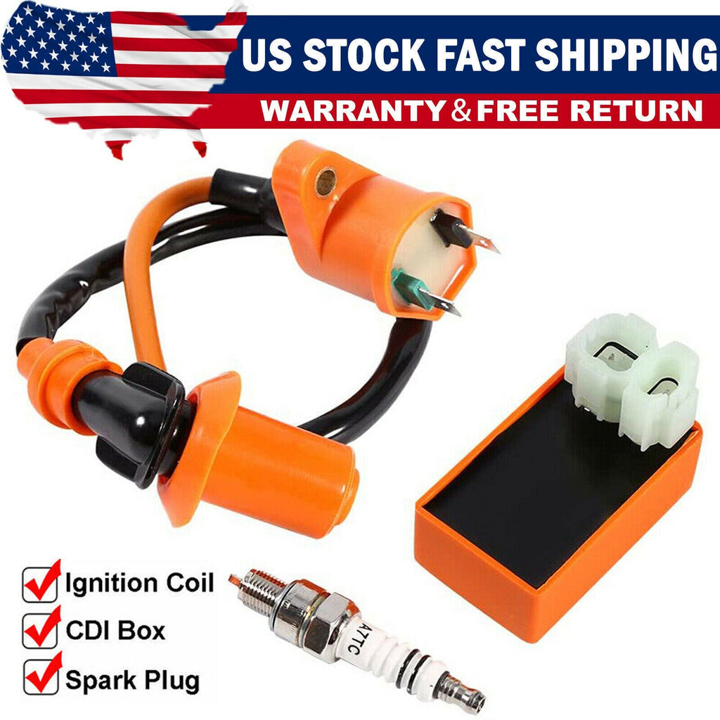 Fit GY6 50cc-150cc ATV SCOOTER MOPED RACING AC CDI BOX IGNITION COIL SPARK PLUG