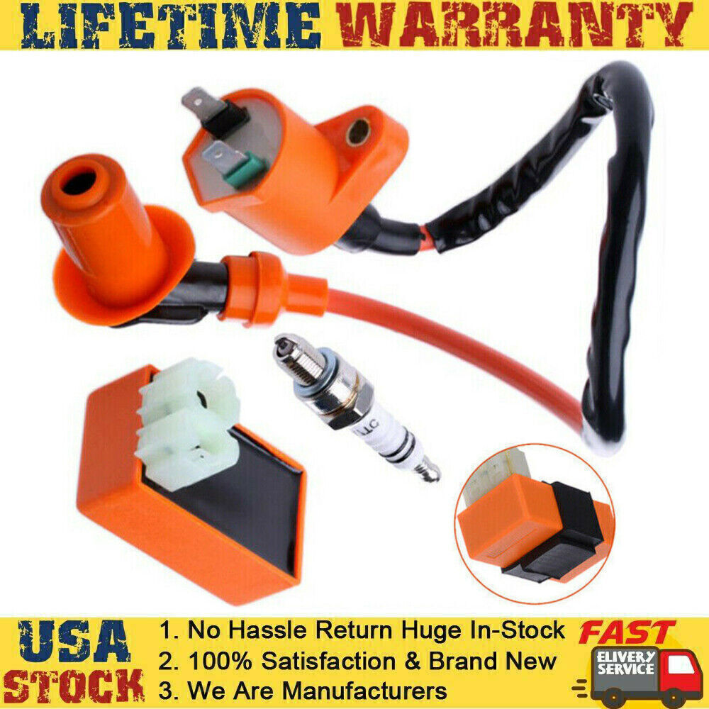 Fit GY6 50cc-150cc ATV SCOOTER MOPED RACING AC CDI BOX IGNITION COIL SPARK PLUG
