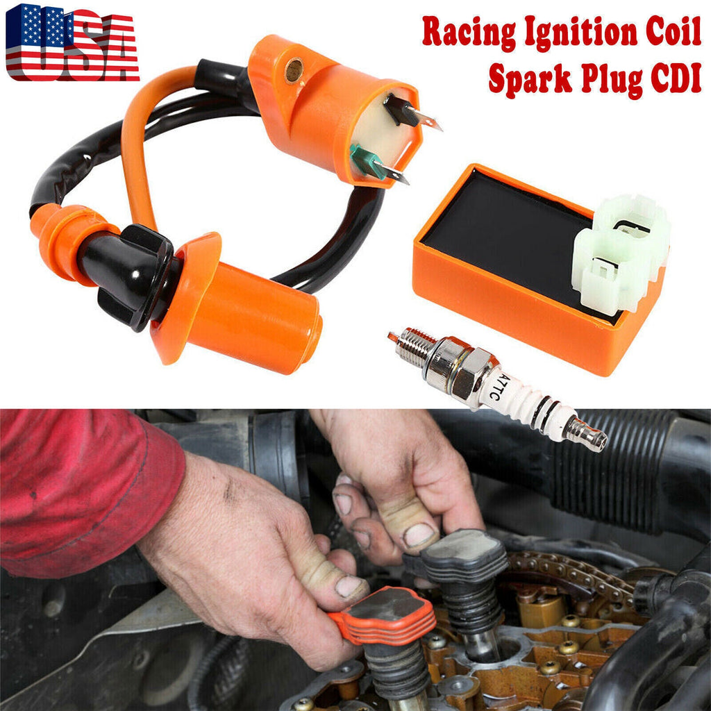 Fit GY6 50cc-150cc ATV SCOOTER MOPED RACING AC CDI BOX IGNITION COIL SPARK PLUG