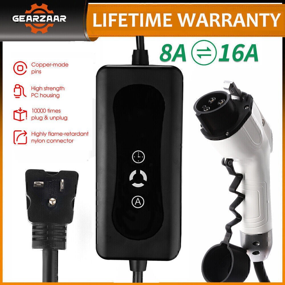 16A Portable EV Charger ElectricCar Charging Cable NEMA 6-20 EVSE 110V-220V NEW