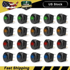 20pc ROCKER SWITCH Toggle 12V Led Light Car Auto Boat Round ON/ OFF SPST 20 AMP