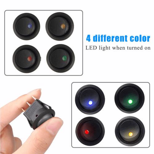 20pc ROCKER SWITCH Toggle 12V Led Light Car Auto Boat Round ON/ OFF SPST 20 AMP