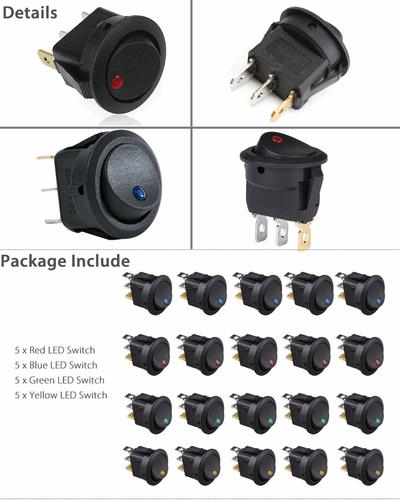 20pc ROCKER SWITCH Toggle 12V Led Light Car Auto Boat Round ON/ OFF SPST 20 AMP