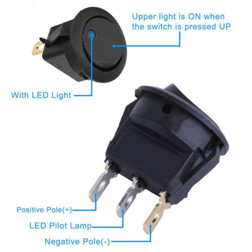 20pc ROCKER SWITCH Toggle 12V Led Light Car Auto Boat Round ON/ OFF SPST 20 AMP